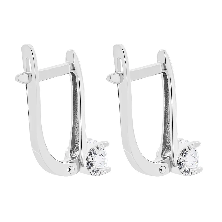Серьги из белого золота с фианитами - 1577730