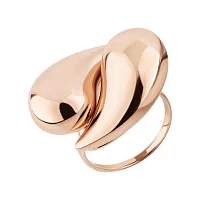 Об'ємна каблучка у червоному золоті "Краплі" - 2210360