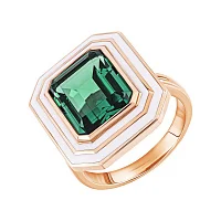 Кольцо из красного золота с кварцом и эмалью - 2035311