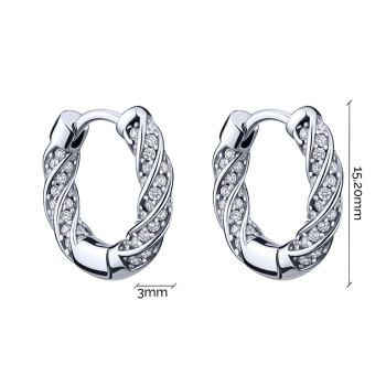 Фигурные серьги-кольца с фианитами - 2194682