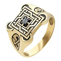 Перстень из красного золота с сапфиром. Артикул 80755-Чсапф: цена, отзывы, фото – купить в интернет-магазине AURUM