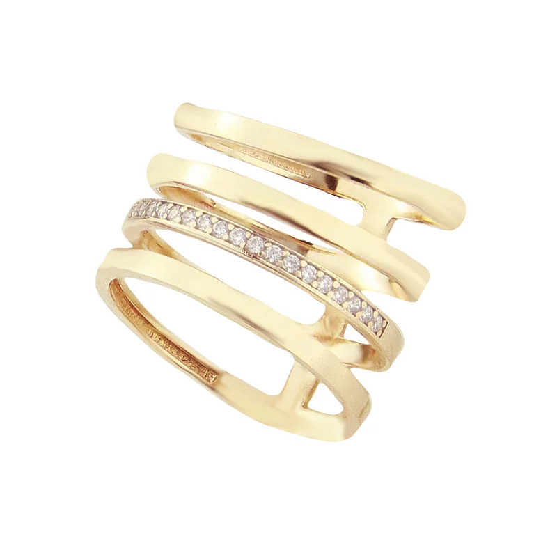 Золотое кольцо с фианитами "Пружина". Артикул 154194: цена, отзывы, фото – купить в интернет-магазине AURUM