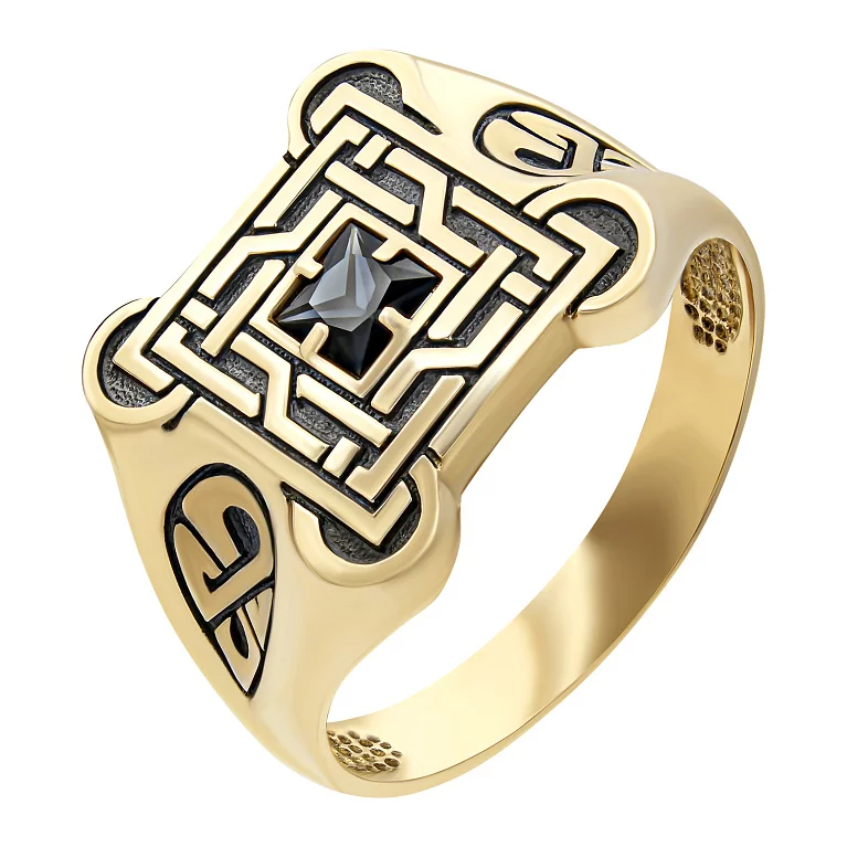 Перстень-печатка из красного золота с сапфиром. Артикул 80755-Чсапф: цена, отзывы, фото – купить в интернет-магазине AURUM