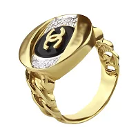 Кольцо из желтого золота с ониксом и цирконием в стиле . Артикул Ф100-1ж: цена, отзывы, фото – купить в интернет-магазине AURUM