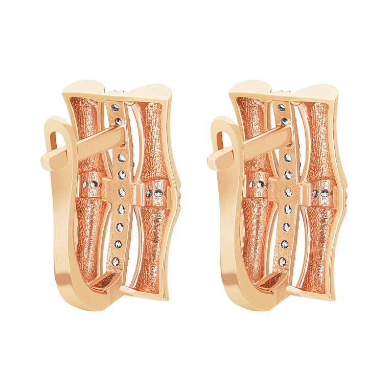 Сережки с фианитами из красного золота - 1584073