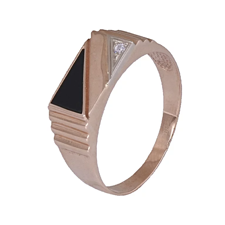 Перстень-печатка з червоного золота з агатом і фіанітом. Артикул КП046: ціна, відгуки, фото – купити в інтернет-магазині AURUM