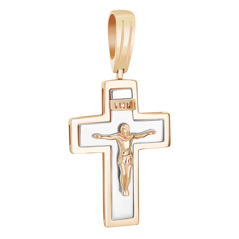 Крест в комбинированном золоте "Иисус Христос". Артикул КР304и: цена, отзывы, фото – купить в интернет-магазине AURUM