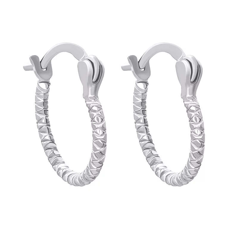 Сережки-кільця срібні з візерунком. Артикул 7502/С2/1359: ціна, відгуки, фото – купити в інтернет-магазині AURUM