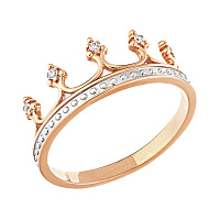 Золотое кольцо Корона с цирконием. Артикул 140720: цена, отзывы, фото – купить в интернет-магазине AURUM