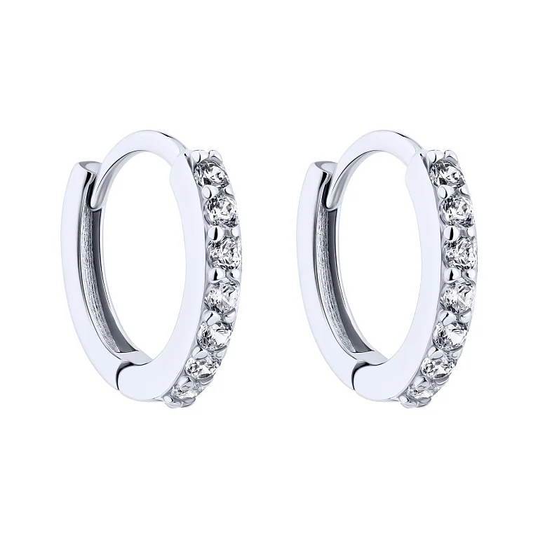 Сережки-кільця зі срібла з доріжкою фіанітів - 2172652