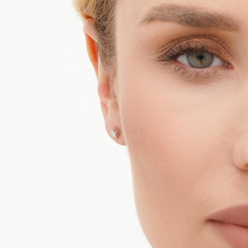 Сережки-пусети з діамантом з білого золота - 1738518