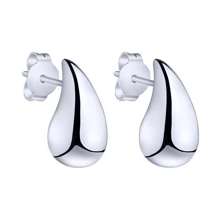 Срібні сережки-пусети "Крапля" - 2162621