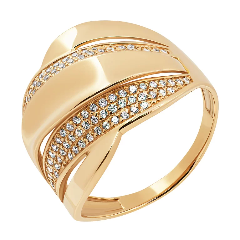 Кольцо из красного золота с фианитом. Артикул 111101_0: цена, отзывы, фото – купить в интернет-магазине AURUM