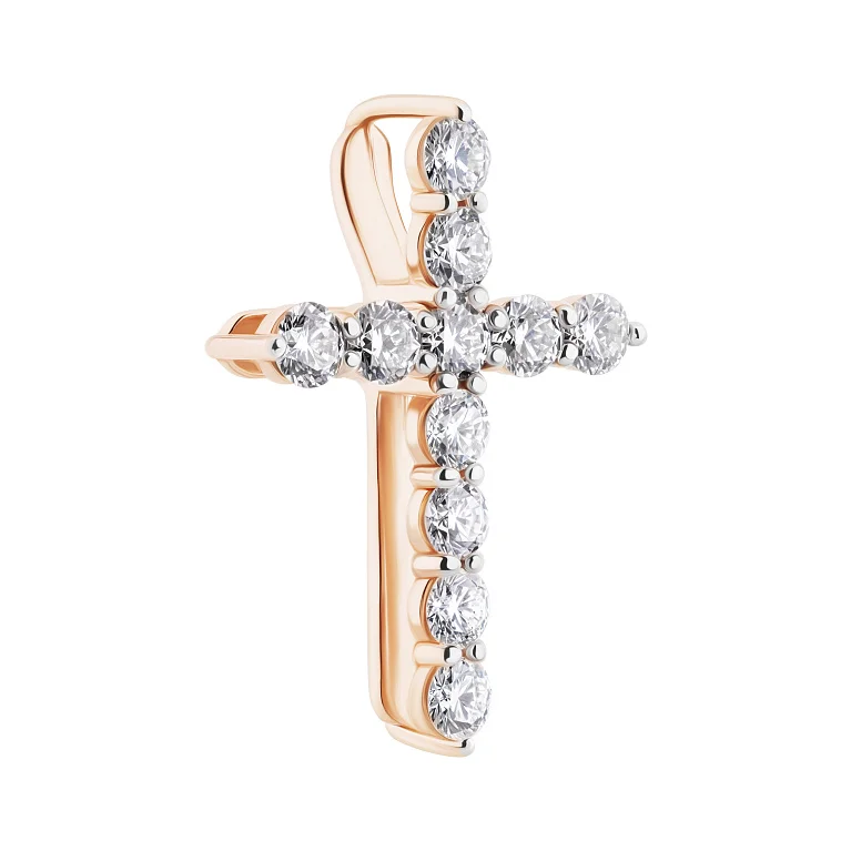 Крестик декоративный из красного золота с бриллиантами  - 2135942