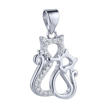 Подвес "Котики" из серебра с фианитами  - 2250363