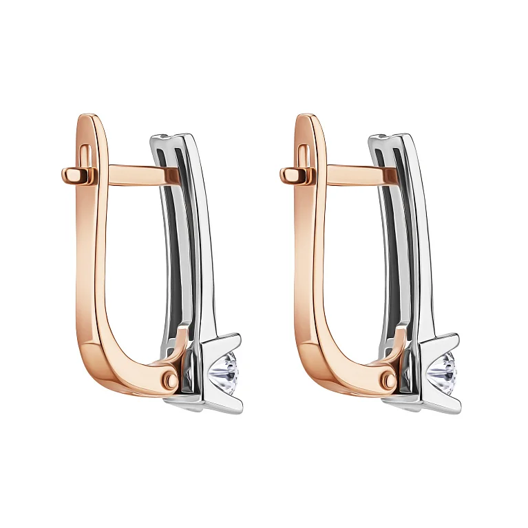 Сережки з діамантом в комбінованому золоті - 1866989