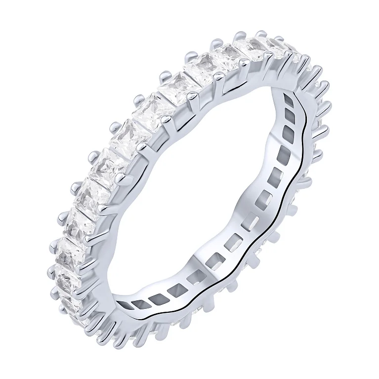 Серебряное кольцо с дорожкой из фианитов - 2024609