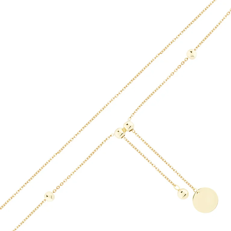 Кольє-краватка у жовтому золоті "Монета" плетіння якірне - 2149561