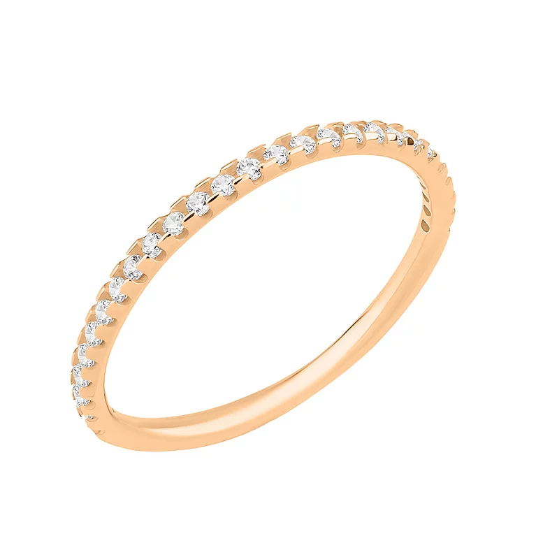 Тонкое кольцо из красного золота с дорожкой из фианитов . Артикул 155558: цена, отзывы, фото – купить в интернет-магазине AURUM