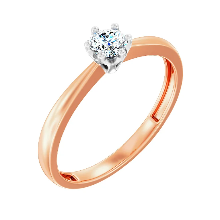 Кольцо из комбинированого золота с брилиантом - 2118685