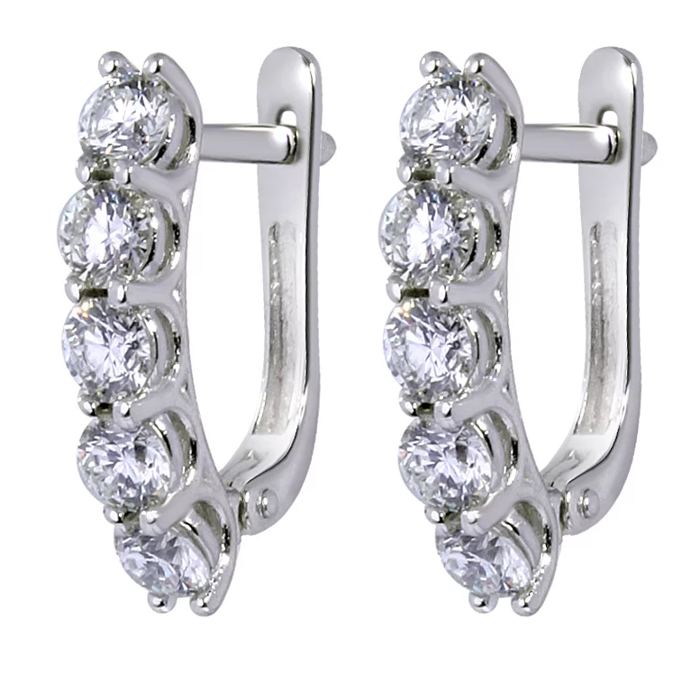 Сережки з білого золота з діамантами. Артикул 2192012202: ціна, відгуки, фото – купити в інтернет-магазині AURUM