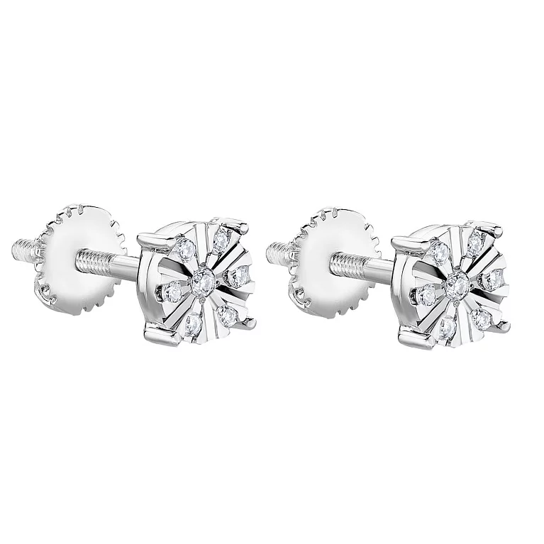 Сережки-гвоздики з білого золота з діамантами. Артикул С341327010б: ціна, відгуки, фото – купити в інтернет-магазині AURUM