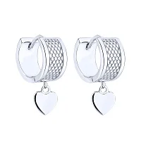 Сережки-кільця "Серце" зі срібла з підвісом - 2187055