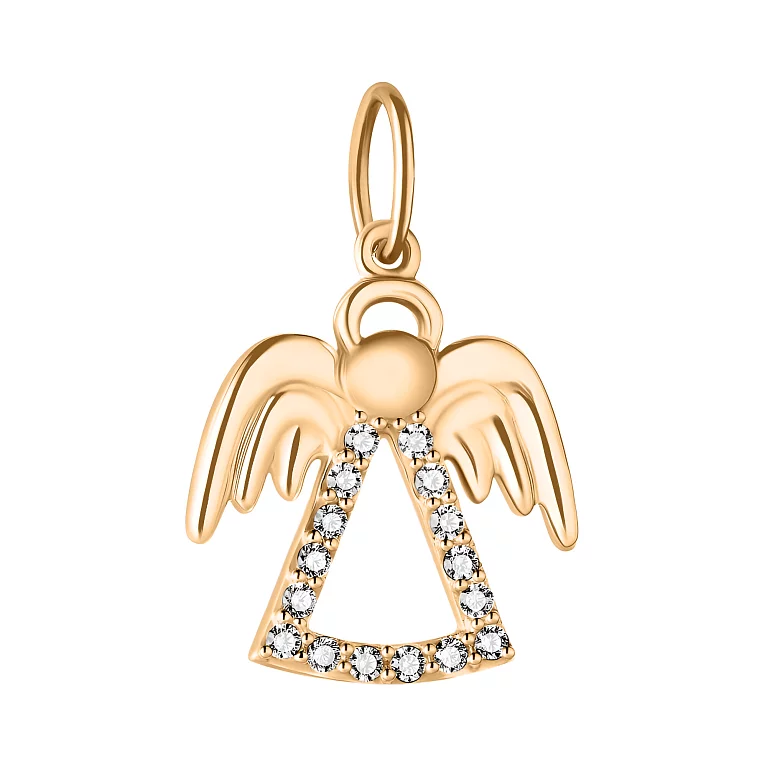 Золотая подвеска "Ангел" с дорожкой фианитов. Артикул 424245: цена, отзывы, фото – купить в интернет-магазине AURUM