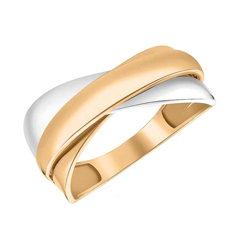 Кольцо "Переплетение" в красном и белом золоте. Артикул 154943кб: цена, отзывы, фото – купить в интернет-магазине AURUM