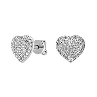 Срібні сережки-гвоздики Сердечка з цирконієм. Артикул 7518/20642: ціна, відгуки, фото – купити в інтернет-магазині AURUM