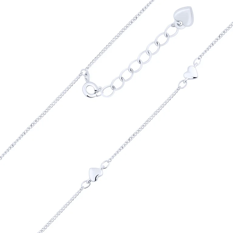 Срібне кольє "Сердечка" плетіння панцир - 2142544