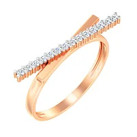 Кольцо "Линии" из красного золота с фианитами - 959339