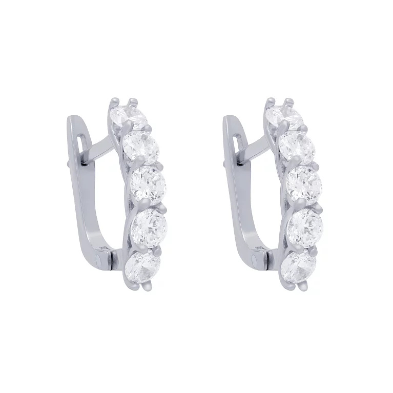 Сережки срібні з доріжкою фіанітів. Артикул 7502/K20145: ціна, відгуки, фото – купити в інтернет-магазині AURUM
