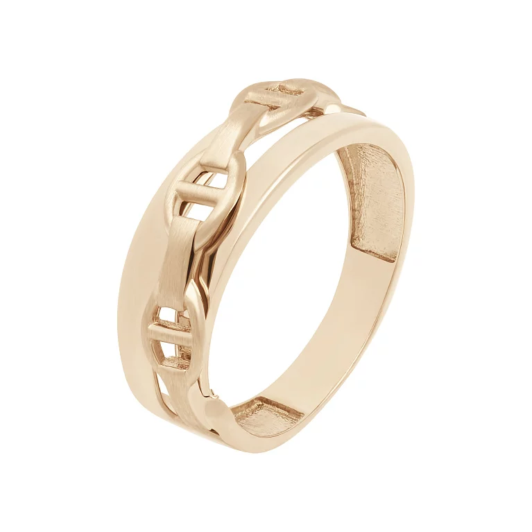 Двойное кольцо "Цепь" из красного золота. Артикул 215494501: цена, отзывы, фото – купить в интернет-магазине AURUM