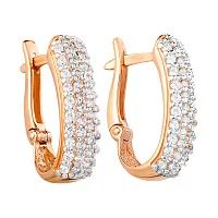 Сережки из красного золота с фианитами - 948663