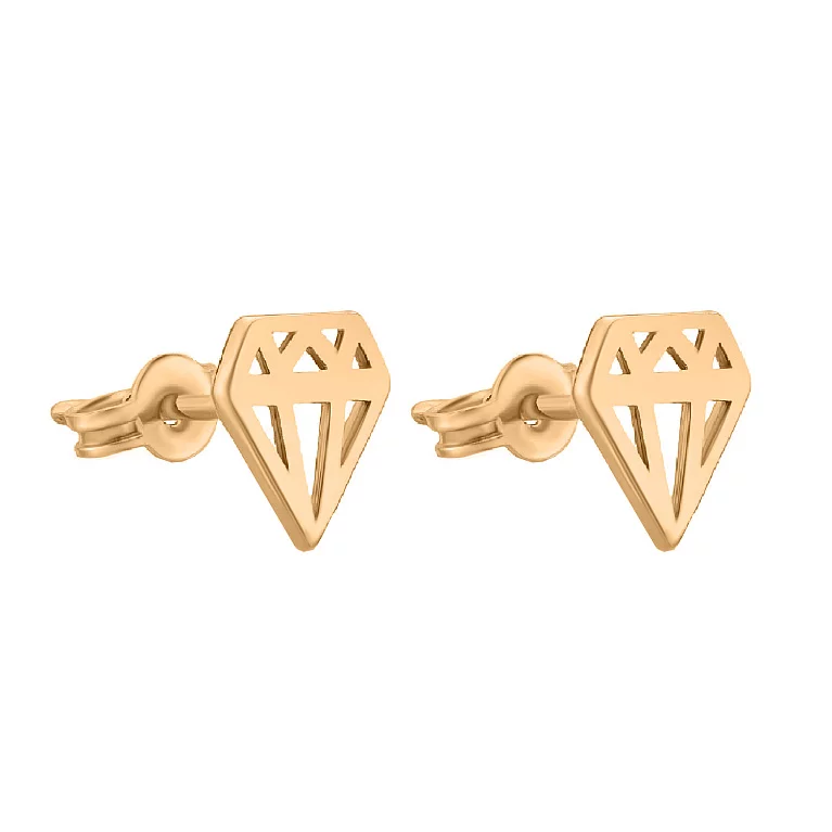 Сережки-гвоздики золоті "Діамант". Артикул 108941: ціна, відгуки, фото – купити в інтернет-магазині AURUM