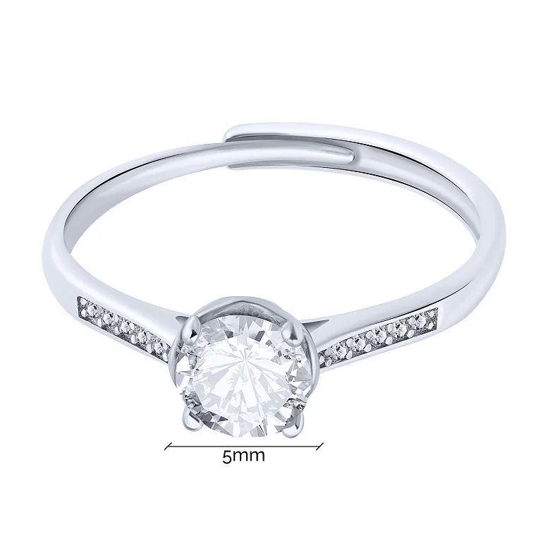 Серебряное регулируемое кольцо с дорожкой из фианитов - 1960294