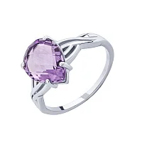 Срібна каблучка з аметистом та переплетенням - 2021275