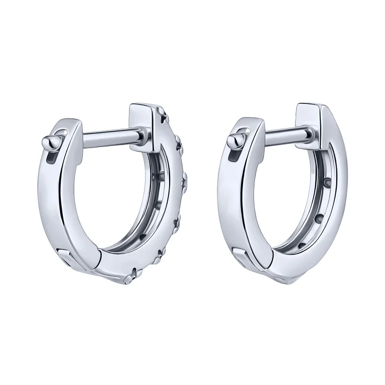 Серебряные серьги-кольца с фианитами - 2123391