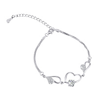 Срібний браслет з цирконієм та Сердечками з Декоративним плетінням. Артикул 7509/Б2Ф/469: ціна, відгуки, фото – купити в інтернет-магазині AURUM