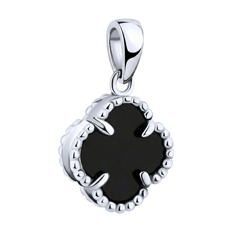 Підвіс "Конюшина" зі срібла з оніксом - 2194712