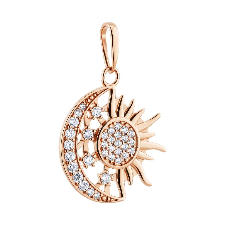 Підвіс "День та Ніч" з червоного золота з фіанітами - 2210356