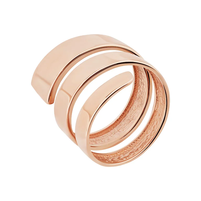 Незамкнута каблучка з червоного золота "Спіраль" - 2086145
