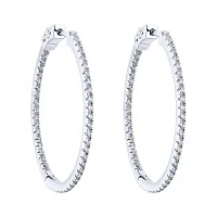 Серьги-кольца из серебра с дорожкой фианитов - 2100052