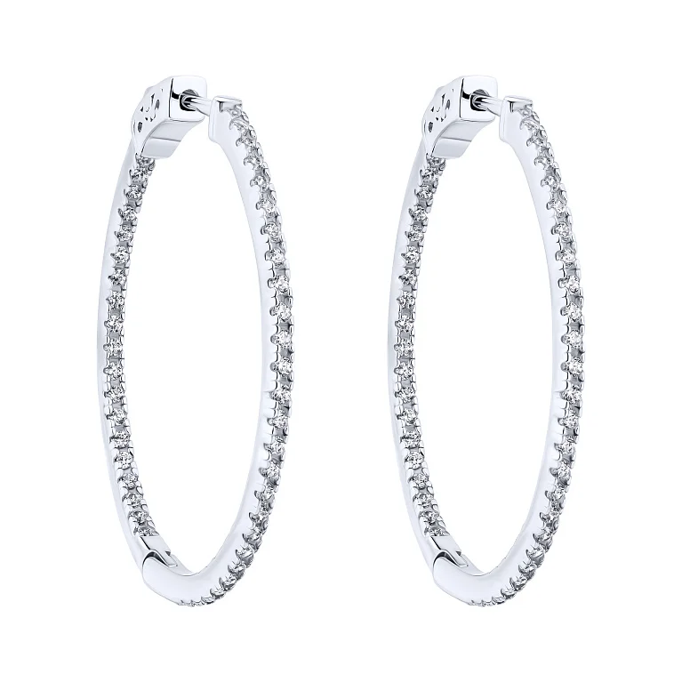 Сережки-кільця зі срібла з доріжкою фіанітів - 2100052