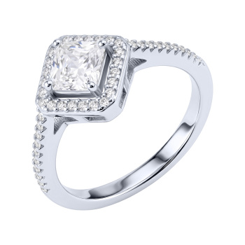 Серебряное кольцо "Квадрат" с фианитами  - 2236269