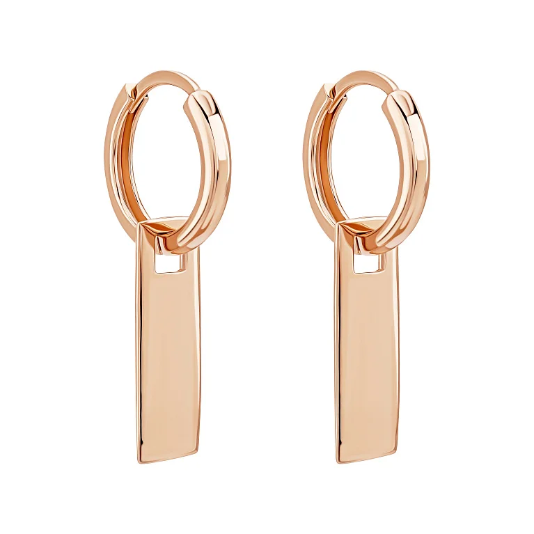 Сережки-кільця з червоного золота з підвісом - 2011362