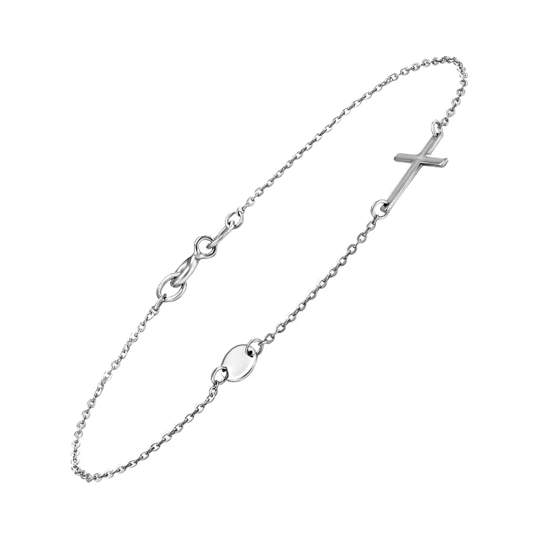 Срібний браслет "Хрестик" плетіння якірне. Артикул 7509/820154С: ціна, відгуки, фото – купити в інтернет-магазині AURUM