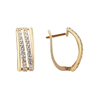 Серьги с фианитами в красном золоте - 637741