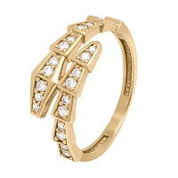 Кольцо из красного золота "Змея" с фианитами - 1687727